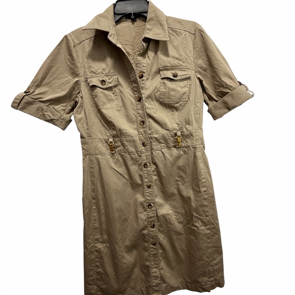 Tahari tan Cotton Blend khaki Dress size 10